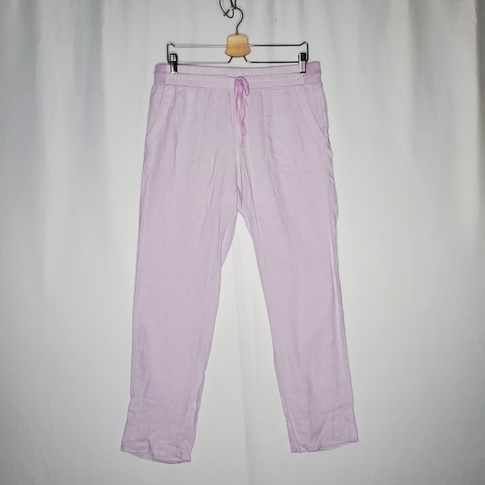 Soho NY Linen-Blend Pants Womens Medium Pastel Purple Straight Pocket Loungewear